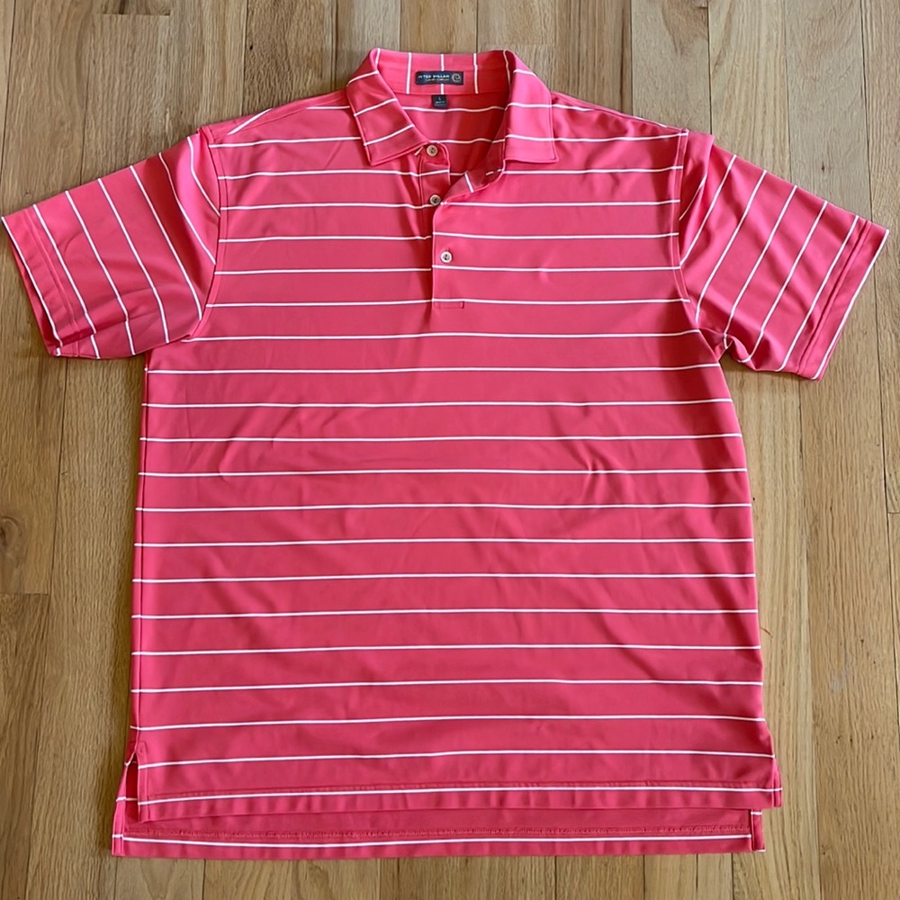 PETER MILLAR mens coral polo shirt